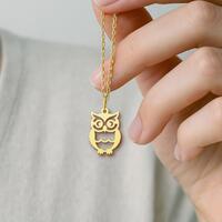 Owl Pendant Necklace – Minimalist Owl Jewelry – Gift for Book Lover – Cute Animal