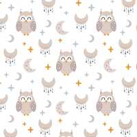 Sweet Dream Night Owl Fabric Night  Sky Pattern Sweet Goodnight Kids Quilt Cotton Fabric Sold by Hal
