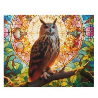 Stained Glass Owl Puzzle | 120, 252, 500-Piece | Nature Lover Gift, Home Decor, Mindfulness Activity