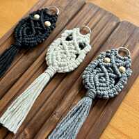 Macrame Owl Keychain: Handmade Boho Bag Tassel