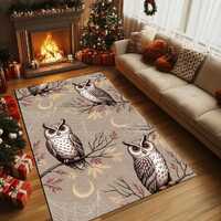Horror theme rug, Art deco rug, Owl pattern rug, Halloween gift rug, Bohemian area rug, Interior dec