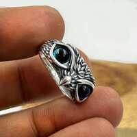 Owl Rings Eyes - 925 Sterling Silver, Jewelry for Men & Women Wedding Gift Ring, Stacking Ring O