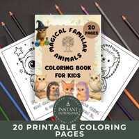 Magical Animals Coloring Book, Calm Activity, Owl, Fox, Hedgehog (Printable)