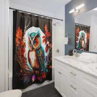 Autumn Owl Shower Curtain: Colorful Fall Bathroom Decor