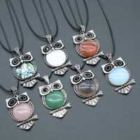 Handmade Owl Gemstone Necklace | Spirit Animal Jewelry with Natural Stones - Healing Stone Pendant |