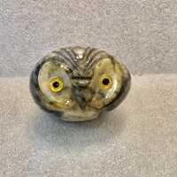 Vintage Alabaster Marble Owl Paperweight Figurine Made in Italy
