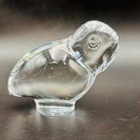 Vintage Baccarat Clear Crystal Owl Figurine Made in France Acid Etched Mark Art Glass