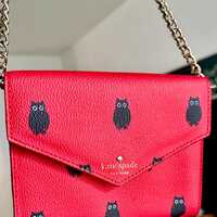 Kate Spade Red Owl Print Mini Envelope Purse: Crossbody Bag (6.75 x 4.75 in)