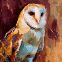 Barn Owl Painting Impasto Wall Art Owl Oil Painting on Canvas Rustic Bird Art Wildlife Animal Decor 