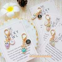 Personalized Initial Travel Owl Keyring Key Chain Key Ring Charm Pendant Bag Charm - Gift Idea - Gif