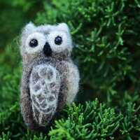 Needle Felted Owl Brooch – Handmade Wool Bird Pin – Woodland Animal Jewelry – Cute