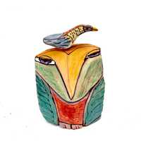 Handmade Ceramic Owl Sculpture: Red Earthenware Clay Art