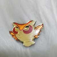 Vintage goldtone enamel Owl pin