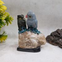 Gemstone Owl Figurine, Hand-Carved Birds on Quartz Base for Home D&eacute;cor & Gift, Thoughtful