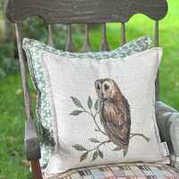 Barn Owl Linen Cushion Cover: Handcrafted Oxford Edge, Cheney Penrose Design