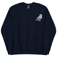 Snowy Owl Sweatshirt, EMBROIDERED Long Sleeve Crewneck Sweater, Owl Gifts, Bird Lover Gift, Bird Wat