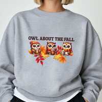 Funny Fall Owls Sweatshirt, Autumn Crewneck Top, Coffee Lover Shirt