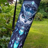 Owl padded flute bag for Native American style flutes 25" to 27" long with shoulder strap.