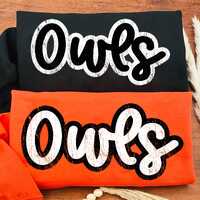 Owls Png, Owls retro typography distressed School Spirit PNG, School Mascot, School, Owls Mascot Tea