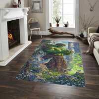 Forest Theme Rug, Owl Area Rug, Woodland Decor Carpet, Nature Inspired Rug, Mystical Forest Rug, Tre