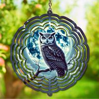 Moonlit Owl Wind Spinner Design &ndash; Celestial PNG for Sublimation (Digital Download)