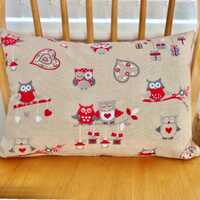 Red Owls Feature Cushion Cover. 17&rdquo;x12&rdquo; with overlocked seams and zip fastening