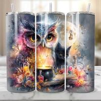 Mystical Owl & Black Cat Tumbler, Witchy Magic Potion Sublimation, 20oz Skinny Digital Download,