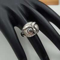 Oxidized Sterling Silver Owl Ring: Vintage Boho Animal Jewelry