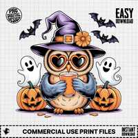 Halloween Owl Clipart, Cute Owl With Hat, Halloween Party, Spooky Clipart, Ghost Clipart, Pumpkin Cl