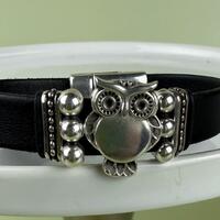 owl magnetic closure leather bracelet