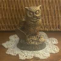 Vintage Ceramic Gold Owl on Branch - Vintage Ceramics - Hoot Owl Figurine - One of a Kind