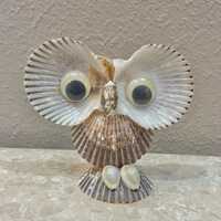 Vintage Handcrafted Sea Shell Owl Figurine. Owl Lover. Owl Collection. Price Includes Shipping!