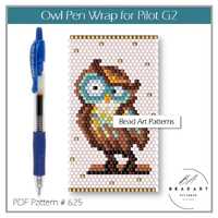 Owl Animals pen wrap cover for Pilot G2 PDF pattern for miyuki delica 11/0 seed beads pattern #625