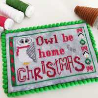 Owl Be Home for Christmas Cross Stitch Chart - PDF digital cross stitch pattern, original design. Pu