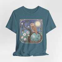 Whimsical Owl Graphic Tee, Nature Lover's Shirt, Gift for Bird Enthusiasts, Casual Outfit, Eco-F