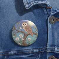 Custom Owl Pin Buttons, Cute Button Badges, Nature Lover Gifts, Vintage Style Accessories, Creative 