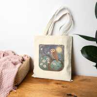 Whimsical Owl Cotton Canvas Tote Bag, Eco-Friendly Shopping Bag, Nature Lovers Gift, Cute Reusable T