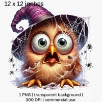 Cute Spooky Owl Clipart, Funny Halloween Png, Scared Witch Bird PNG, Cobwebs Animal Clipart, Funny S