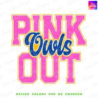 Pink Out Owls PNG, School Team Mascot Owls Design, Blue Yellow Preppy Owls, Breast Cancer Awareness 