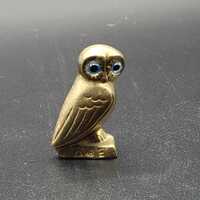 Vintage Solid Brass Owl of Athena Figurine – Greek Symbol of Wisdom – Glass blue Eyes