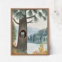 Woodland Owl Illustration - Digital Download Vintage Animal Print for Kids Room and Nursery