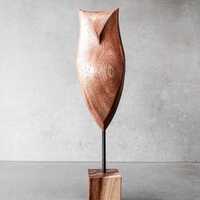 Owl - Carved Wooden Bird (Medium Size)