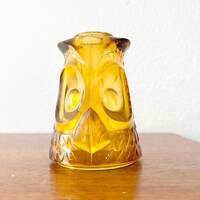 AMBER OWL VIKING glass top only / vintage viking glass vintage gold owl fairy lamp top