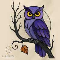 Autumn Owl Stained Glass Pattern PDF, Digital Download Pattern Stained Glass, DIY Suncatcher Stained