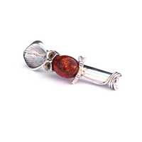 Sterling Silver Amber Owl Boutonnière Lapel Pin Posy Holder
