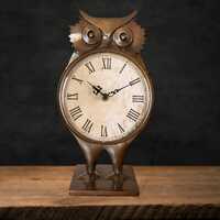 Owl Shaped Table Clock – 11 Inch Vintage Metal Animal Desk Clock with 6 Inch Dial –  Ant