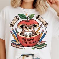 Owl Always Love to Learn PNG, Cute Teacher Owl Apple Clipart, School Pencil Book SVG, Back to School