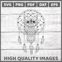 owl dreamcatcher svg, boho owl clipart, tribal feather svg, dream catcher with owl svg, cricut cut f