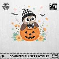 Halloween Owl PNG, Pumpkin Digital Download, Spooky Season Print, Cute Autumn Art, Fall Printable, D