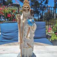 Santa Muerte Statue: Holy Death, Owl, Luck & Money - 15"